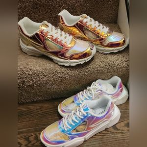 *2-FOR-ONE, 2 Pair of ASOS Trainer- Iridesc w/ Transp/ Clear Panel & Chunky Sole